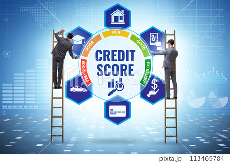 Credit score concept with businessman 113469784