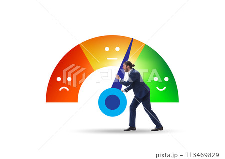 Satisfaction meter in customer opinion concept Satisfaction meter in customer opinion concept 113469829