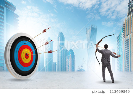 Businessman in objective setting concept Businessman in objective setting concept 113469849