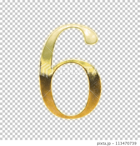 黄金のセリフ体の数字「6」 黄金のセリフ体の数字「6」 113470739