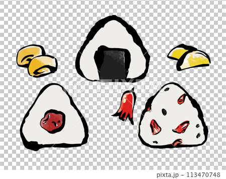 日本飯糰手繪插畫 113470748