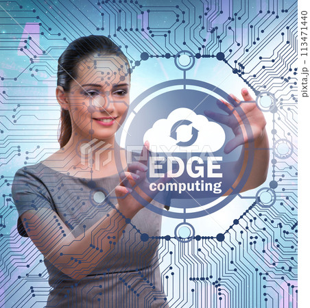 Businessman in edge and fog computing concept Businessman in edge and fog computing concept 113471440