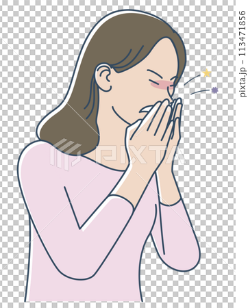女人因花粉熱打噴嚏 113471856