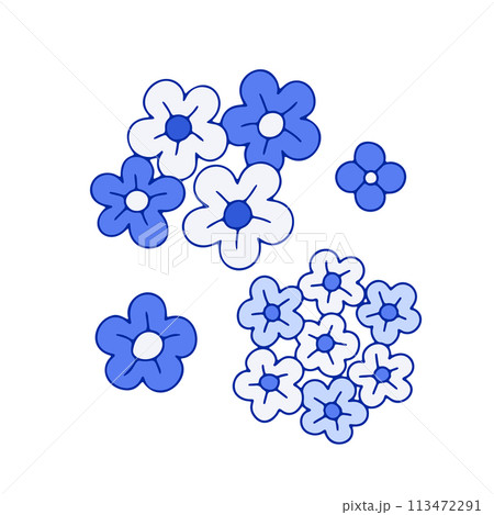 Monochrome blue floral chinoiserie style flower isolated on white background Monochrome blue floral chinoiserie style flower isolated on white background 113472291