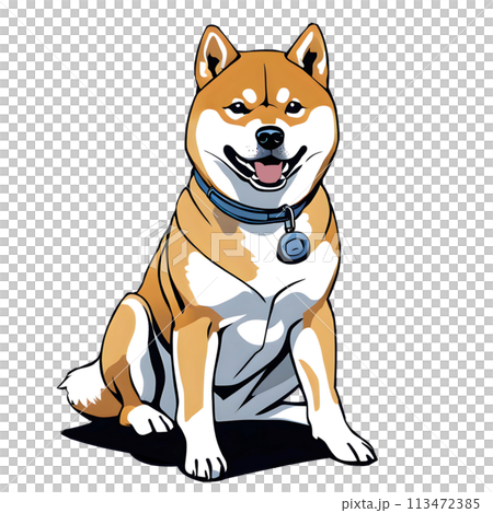 Illustration of a sitting Shiba Inu 113472385