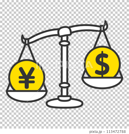 日圓堅挺，美元疲軟，平衡圖標 113472788