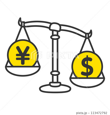 円安 ドル高 天秤アイコン 円安 ドル高 天秤アイコン 113472792