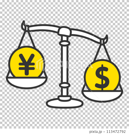 円安 ドル高 天秤アイコン 円安 ドル高 天秤アイコン 113472792