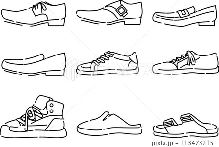 靴 シューズセット 線画 靴 シューズセット 線画 113473215