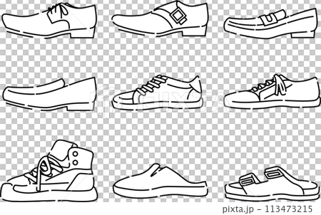 靴 シューズセット 線画 靴 シューズセット 線画 113473215