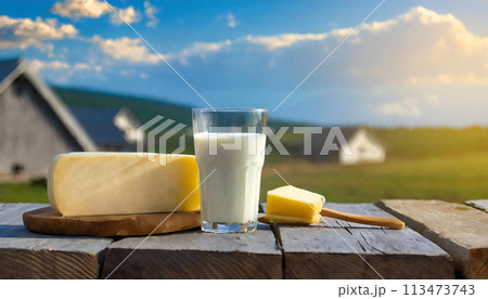 乳製品のイメージ 牧場 乳製品のイメージ 牧場 113473743