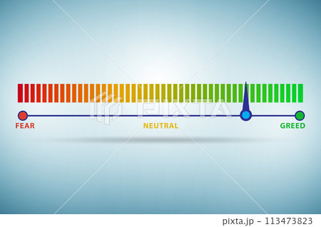 Fear and greed investor behaviour concept Fear and greed investor behaviour concept 113473823