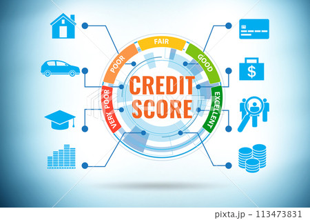 Businessman in credit score concept Businessman in credit score concept 113473831