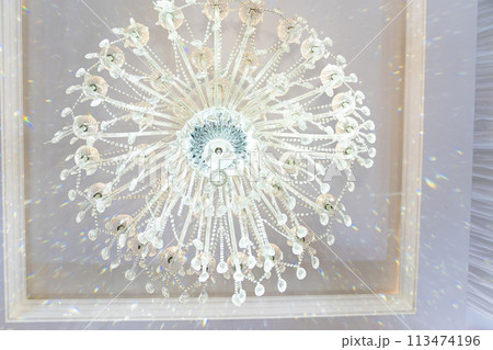 Large ceiling lamp, electric glass chandelier on the ceiling  113474196