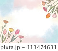 カラフルな花と水彩背景 113474631