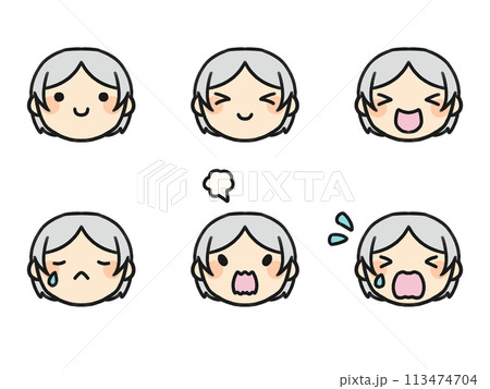 真ん中分けさんといろいろな表情セット 113474704
