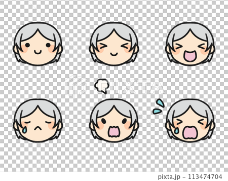 真ん中分けさんといろいろな表情セット 113474704