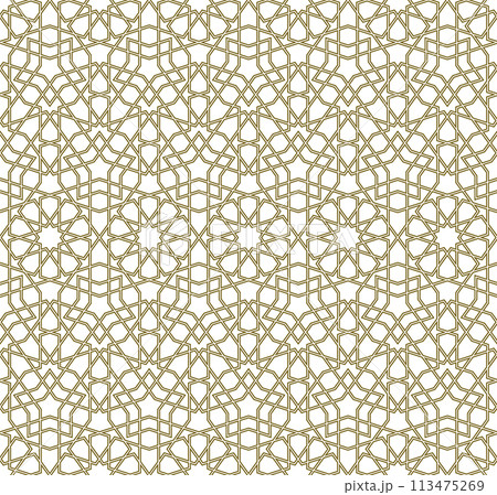 Seamless arabic geometric ornament in brown color. 113475269