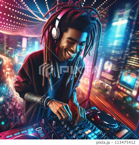 クラブでDJを楽しんでいる若者 113475412