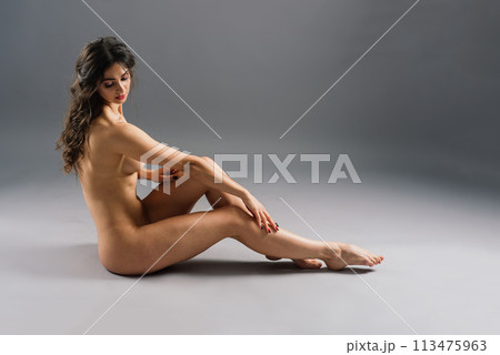 Female nude silhouette, young seductive woman with naked body Female nude silhouette, young seductive woman with naked body 113475963