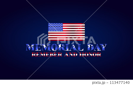 Any Memorial Day Stylish Text With Usa Flag And Blue Background Design 113477140