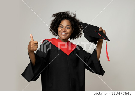 PNG, A girl in a graduation dress, isolated on white background 113477646