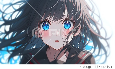 真剣な眼差しで驚く女子高生　AI生成画像 113478194