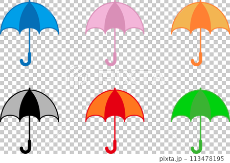 多彩簡單的雨傘圖示集 113478195