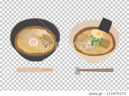 Hand-drawn ramen illustration set (color/no outline) 113479173