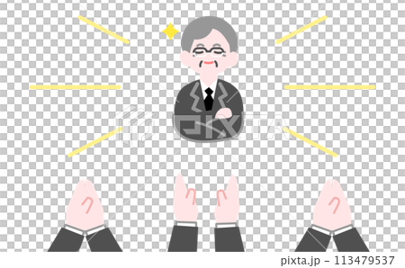 Illustration of applauding an excellent senior office worker 113479537