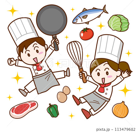 こども料理教室（コック服） 113479682