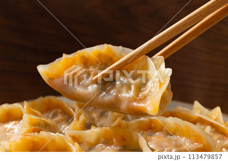 Kimchi dumplings made with kimchi 113479857