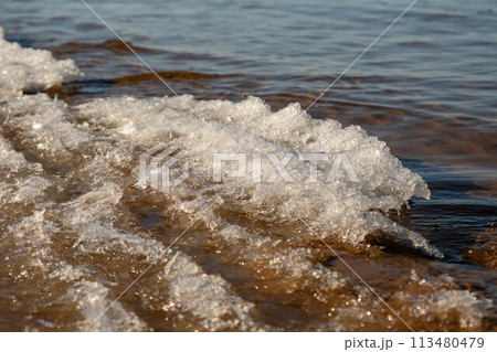 Ocean Waves Gently Kissing The Golden Shore Ocean Waves Gently Kissing The Golden Shore 113480479