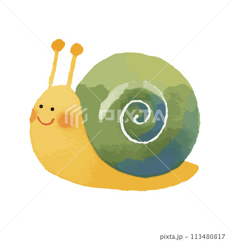 水彩で描いたカタツムリのイラスト 113480817