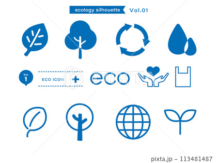 シンプルな地球のアイコンセット　イラストベクター素材 113481487