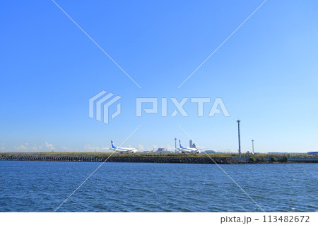 東京都・大田区・京浜つばさ公園から望む羽田空港 113482672