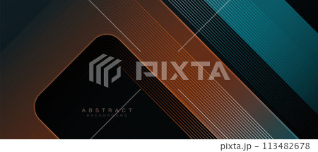 Dark abstract background with glowing lines. Gradient diagonal rectangle shape design. Minimal geometric. Modern futuristic graphic. Suit for banner, brochure, cover, poster, website, flyer 113482678