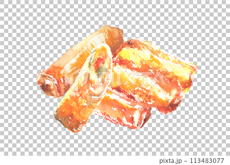 水彩で描いた揚げ春巻きのイラスト 113483077