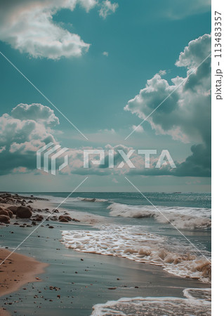 View of the sky and beach by the sea. 113483357