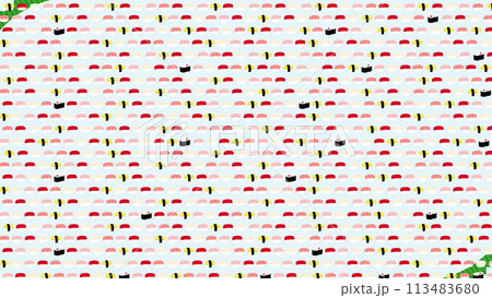 シンプルなバラン付きお寿司模様横長（16：9）型その8 113483680