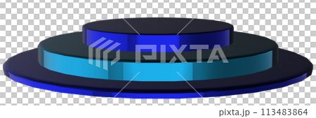 Blue metallic pedestal, three-tiered stage, platform, layout 113483864