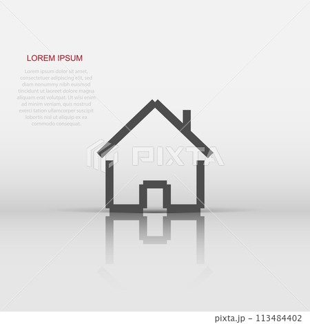 House building icon in flat style. Home apartment vector illustration on white isolated background. House dwelling business concept. 113484402