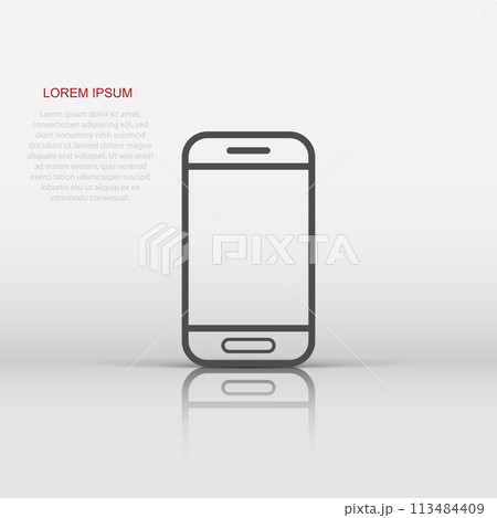 Smartphone icon in flat style. Phone handset vector illustration on white isolated background. Smartphone business concept. 113484409