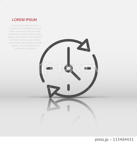 Clock countdown icon in flat style. Time chronometer vector illustration on white isolated background. Clock business concept. 113484431