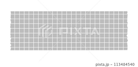 カットしたグレーの格子柄のマスキングテープ - おしゃれでかわいいデコレーション素材 113484540