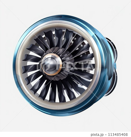 Airplane Jet Turbine Isolated on White Background. Generative ai 113485408