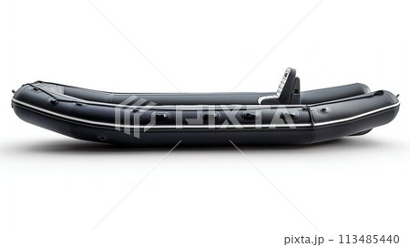 Inflatable Motorboat Isolated on White for Water Expeditions. Generative ai 113485440