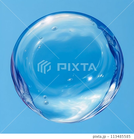 Ethereal Aqua Sphere Against Blue Backdrop. Generative ai Ethereal Aqua Sphere Against Blue Backdrop. Generative ai 113485585