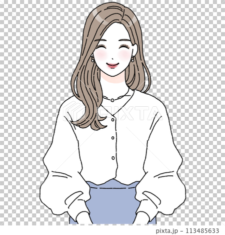 Smiling long-haired woman 113485633