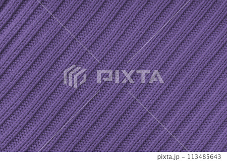 Jersey textile background , purple diagonal striped knitted fabric, cloth surface 113485643